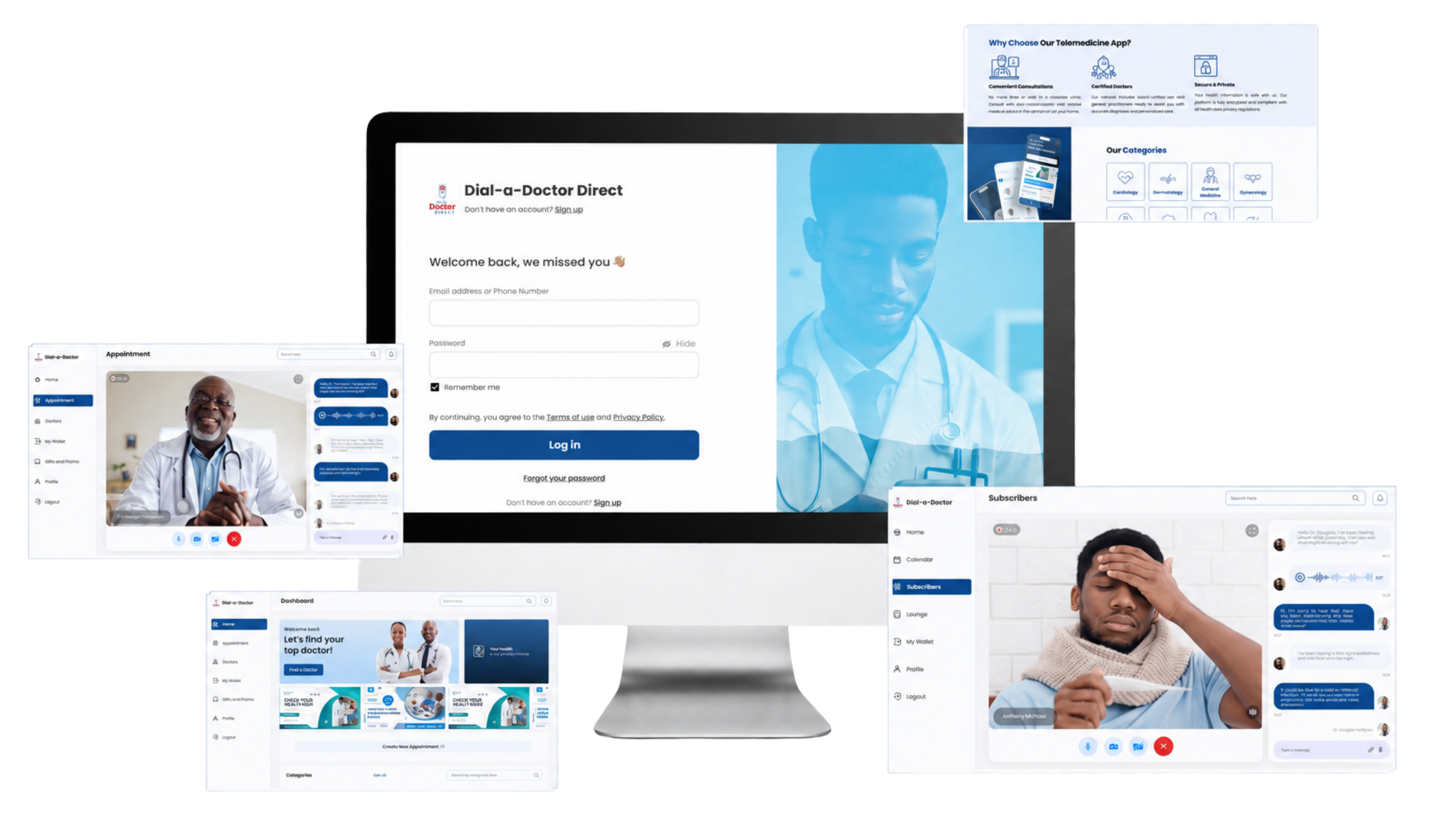 Multiple digital product interface mockups designed by The Chimie Concept