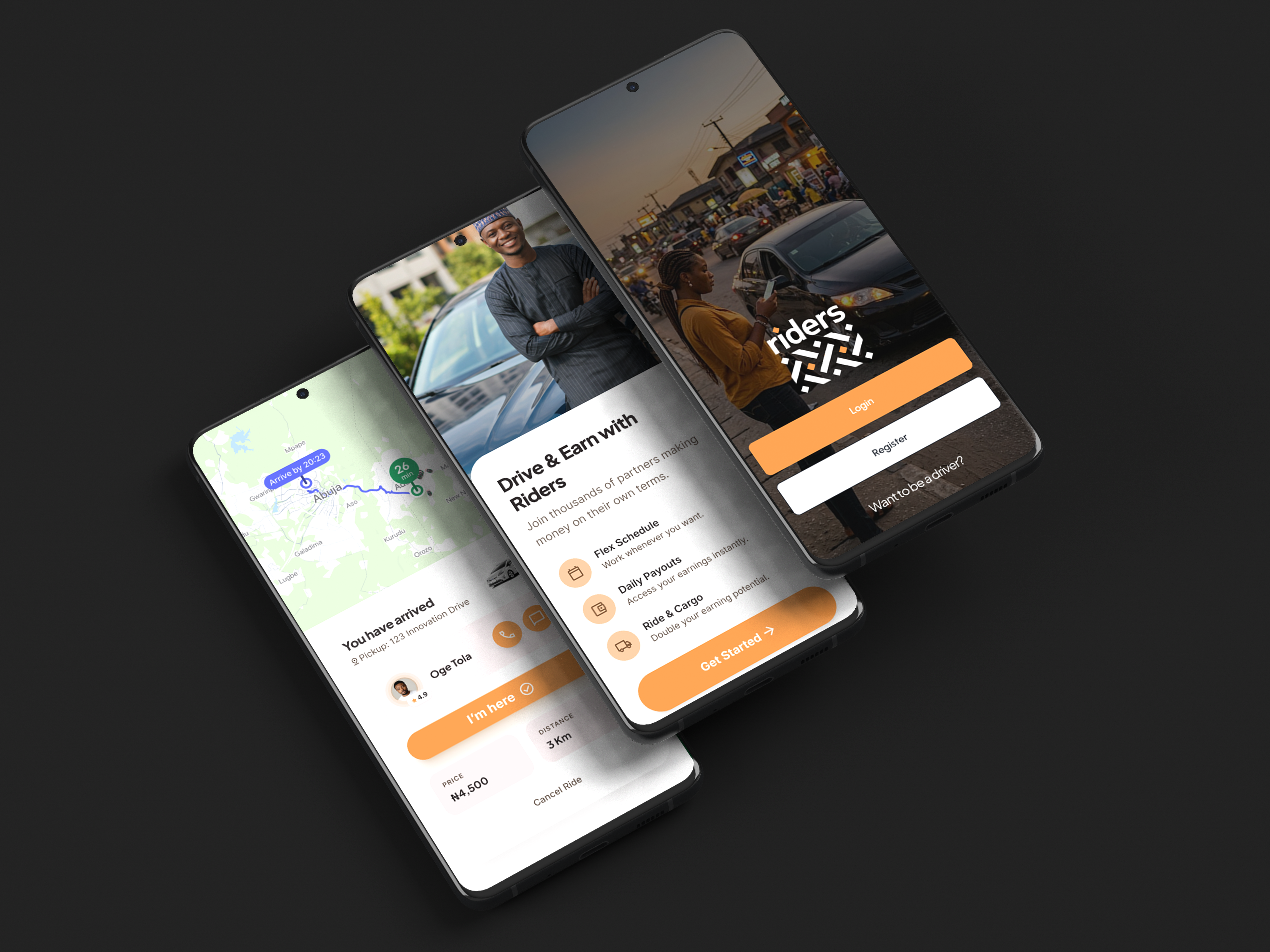 Rider and driver logistics tracking application
