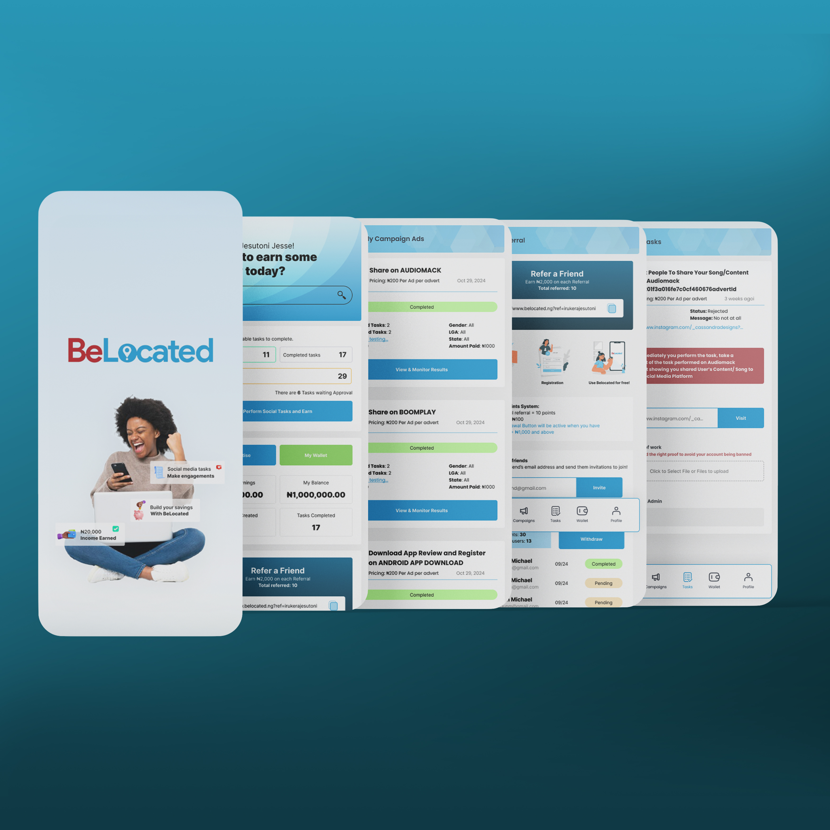 Earnings and activity tracking interface