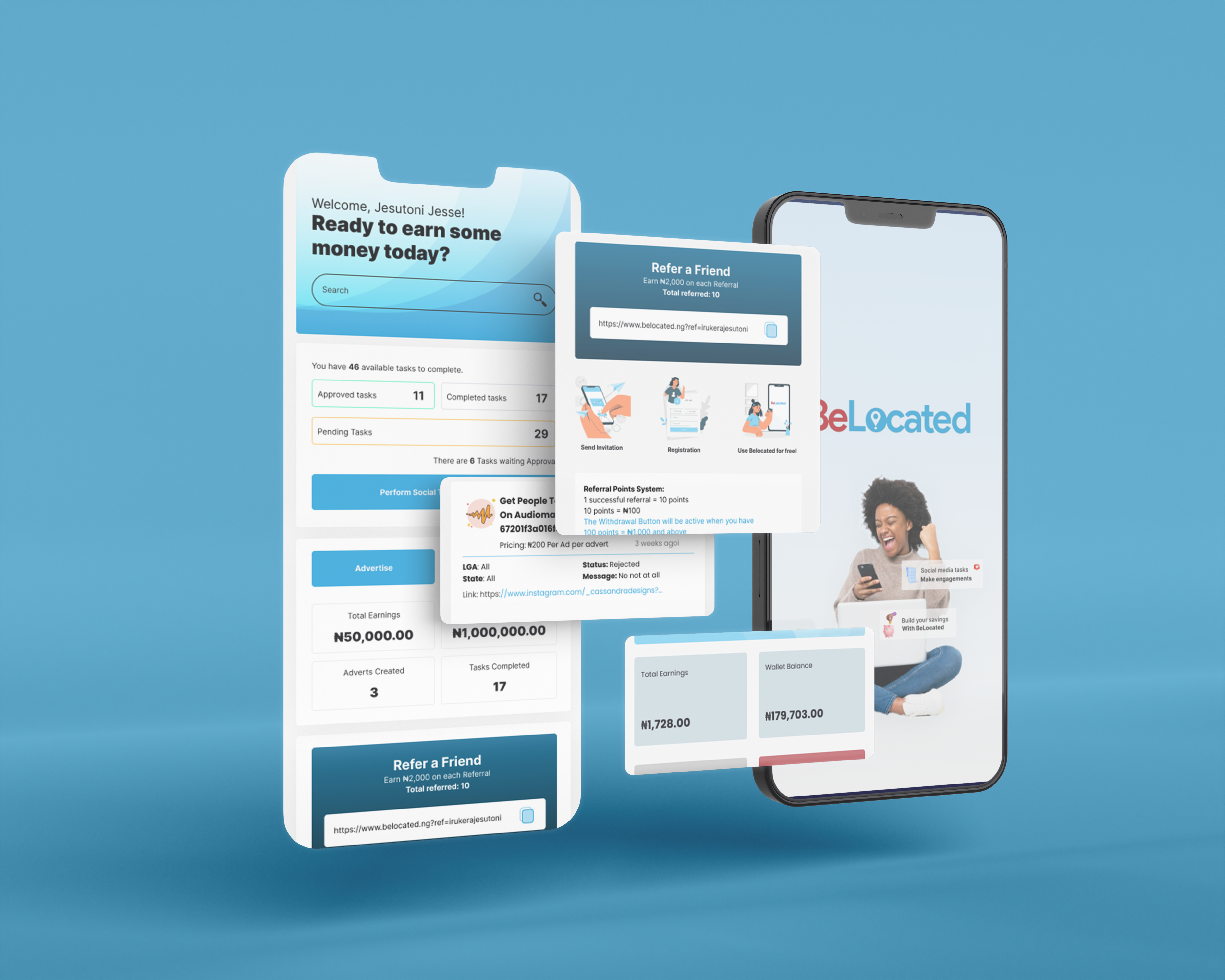 Social Media Task Earning App product design thumbnail