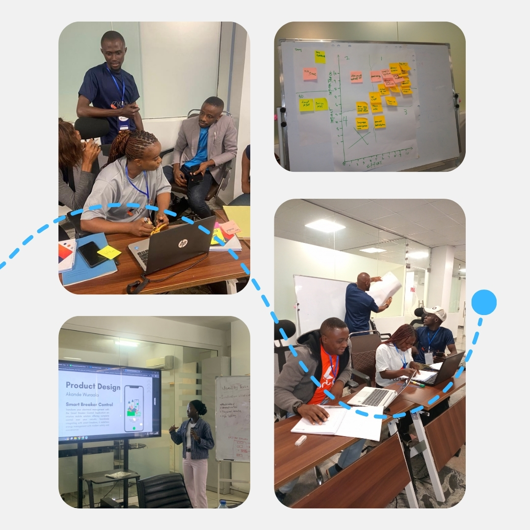 Product design training collage with participants and workshop activities